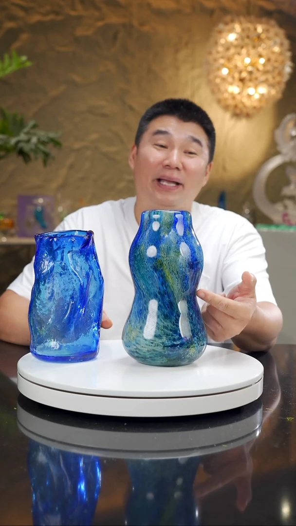 福利莫奈蓝花瓶一对