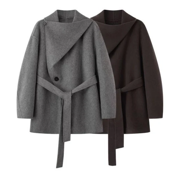 【】2025冬新款立领双面羊毛大衣毛呢外套女4129