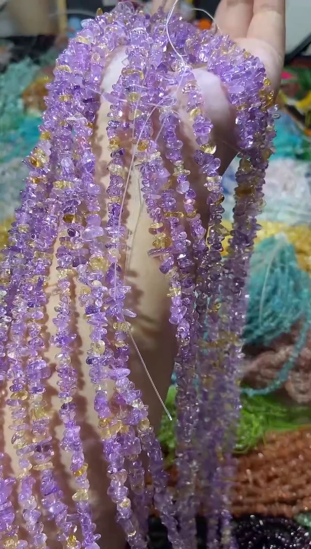 水晶珠宝半成品未镶嵌小紫黄晶