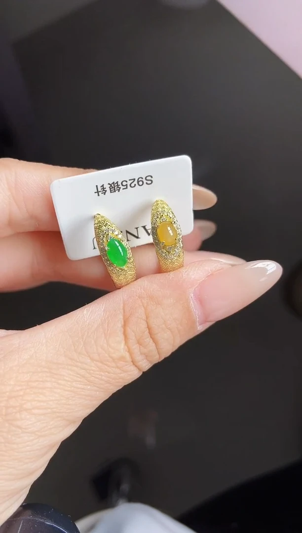 银S925镶嵌戒指翡翠12