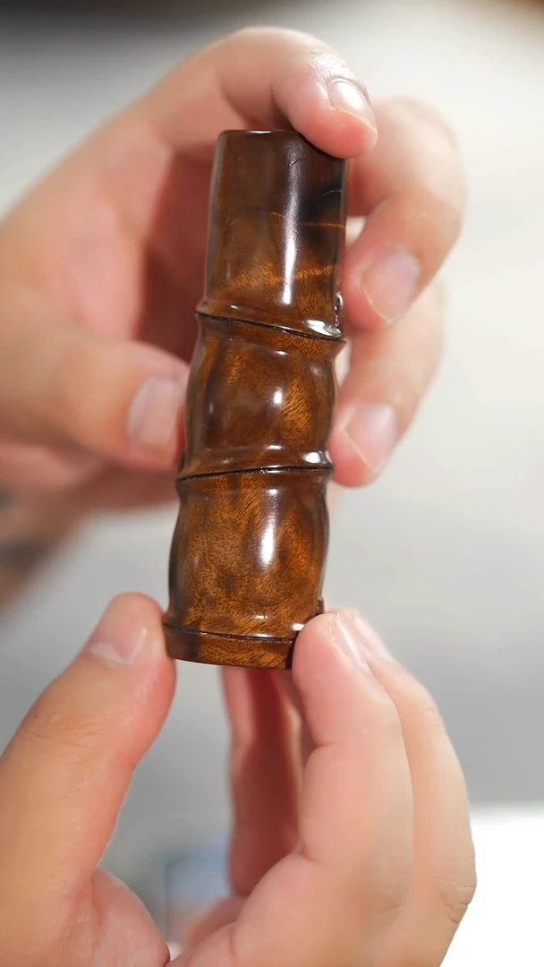 金丝楠346号阴沉满花大漆手工竹节把玩