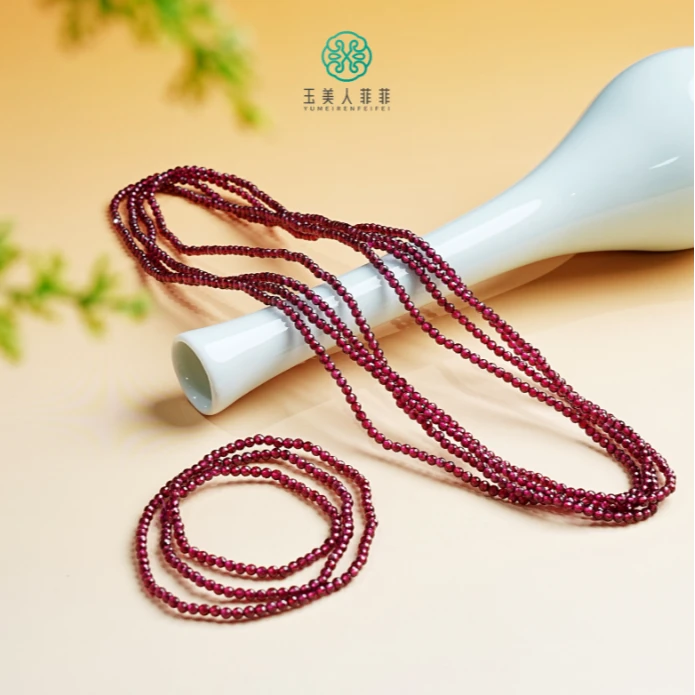 石惑珠宝~石榴石三圈切面手串约3mm~多样性发一