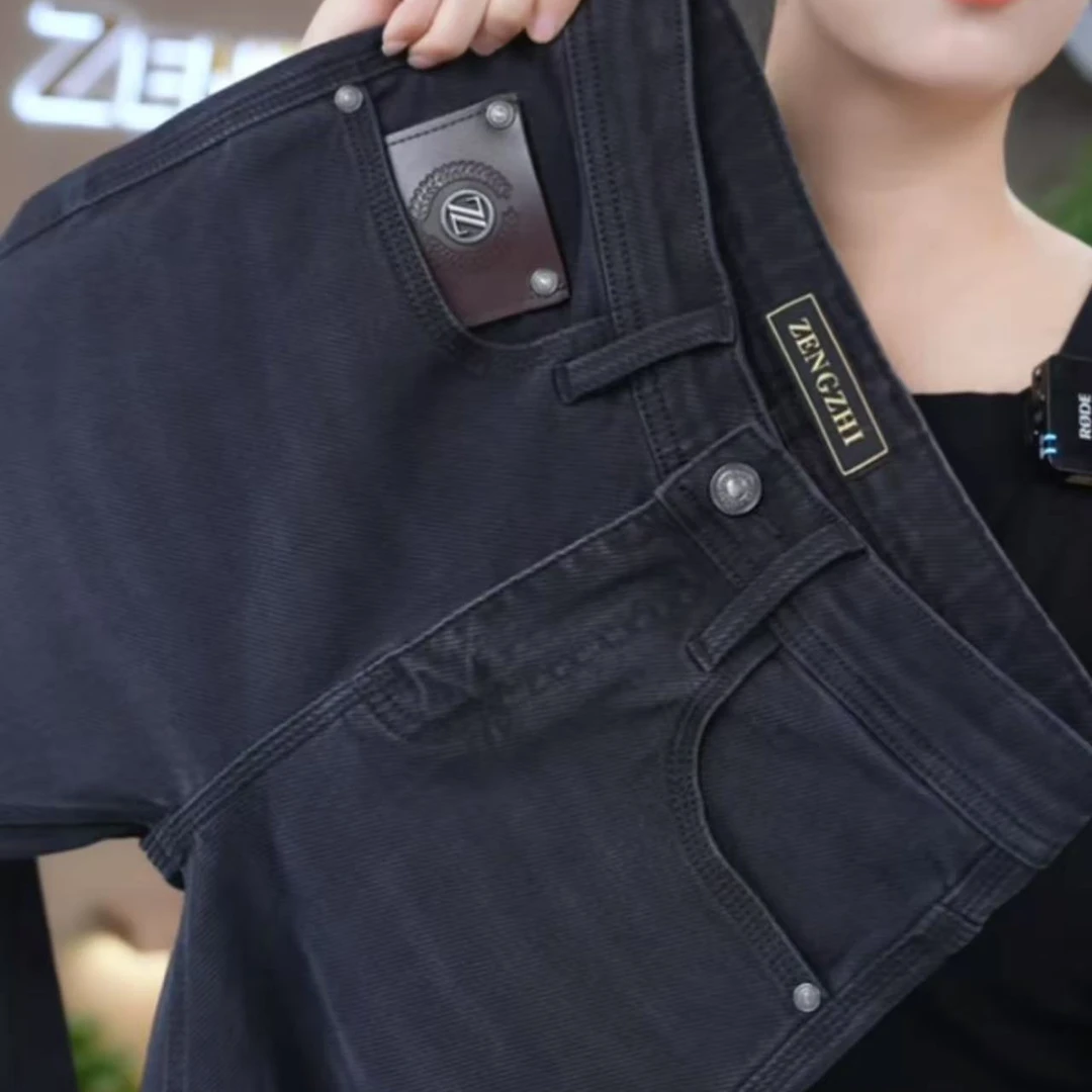 全新升级常规加绒【金标系列5.0】冬季法莱灰小直筒男牛仔裤Z525-6