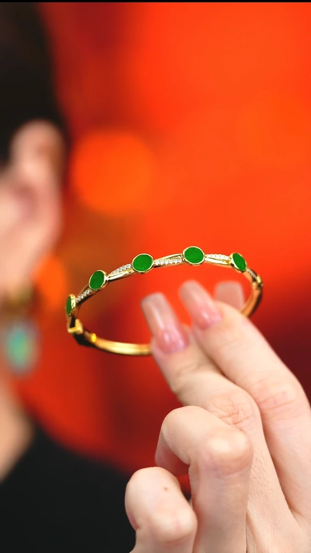 银S925镶嵌手镯翡翠新款