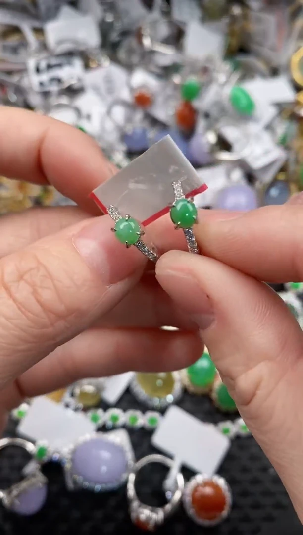 银S925镶嵌戒指翡翠222                10