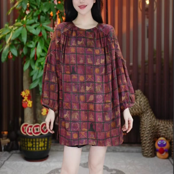 【禧禧家定制】仙女棒香云纱花罗上衣J24504