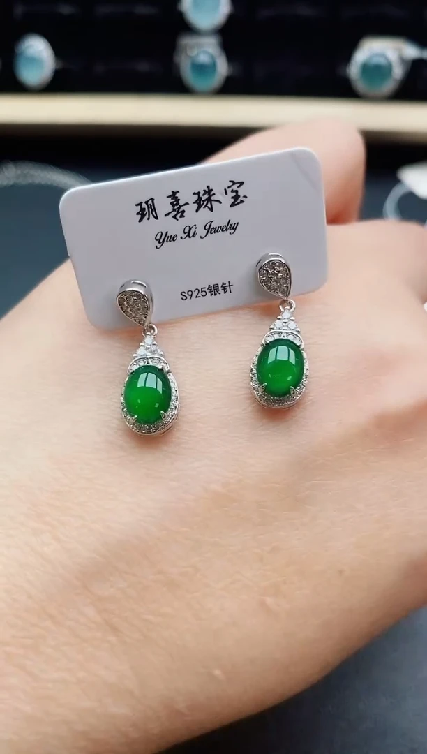 翡翠戒指银S925镶嵌32132