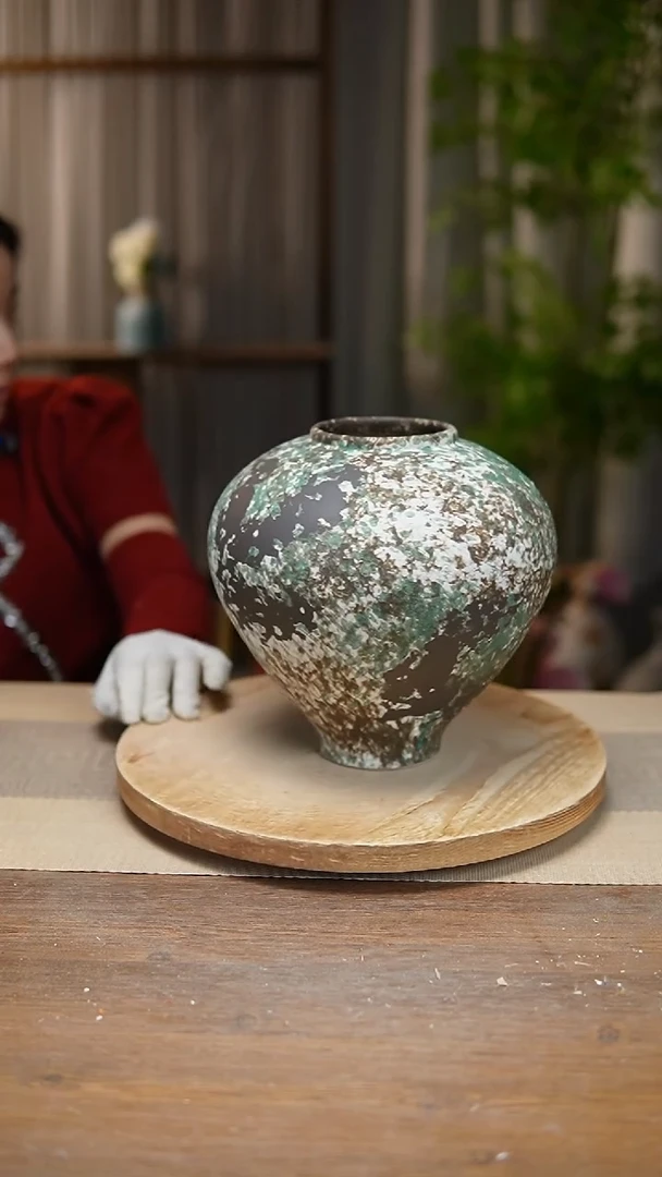 【闪购商品】陶瓷花器涂鸦绿月亮罐