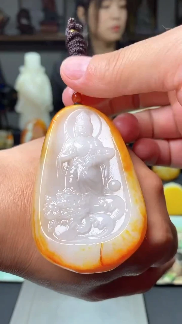 和田玉未镶嵌挂件文殊菩萨