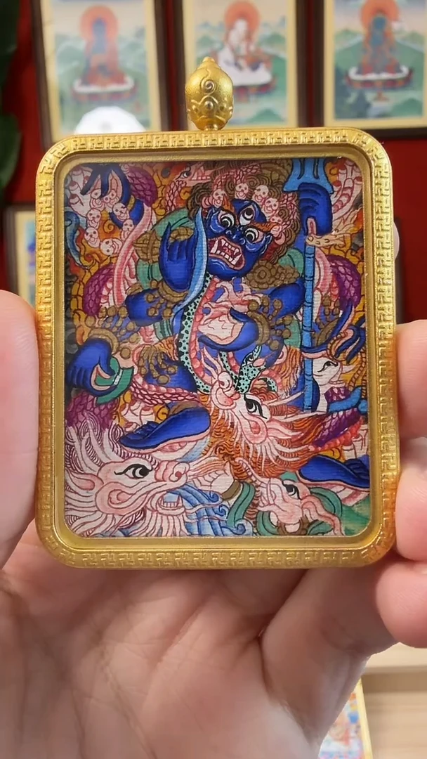 吊坠大黑-热贡纯手绘唐卡吊坠