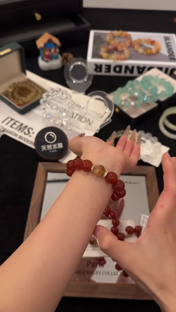 未镶嵌手链水晶红玛瑙x3576