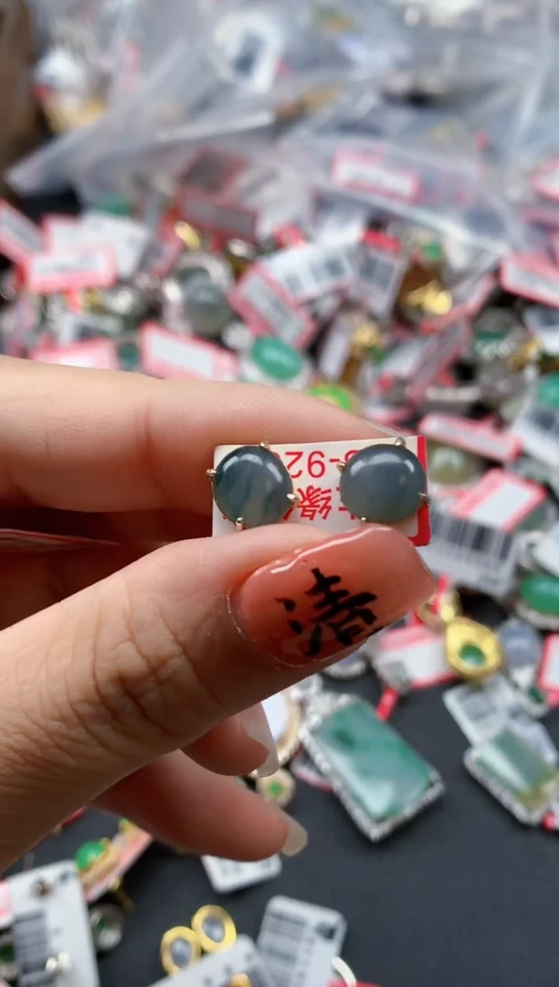 银S925镶嵌戒指翡翠天然A货缅甸翡翠