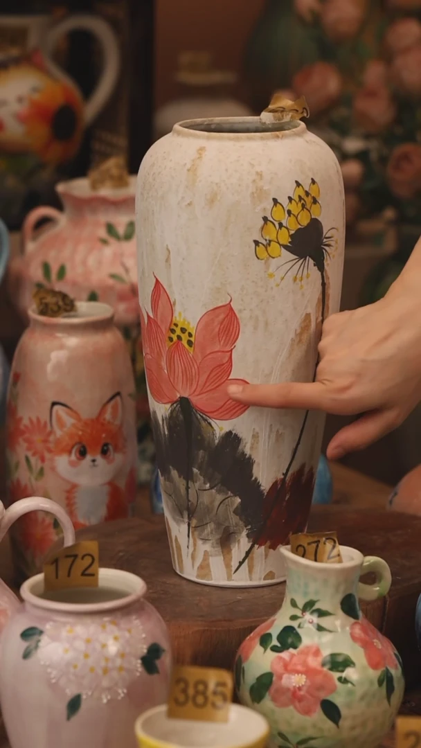陶瓷220景德镇设计师手作花器摆件侘寂风