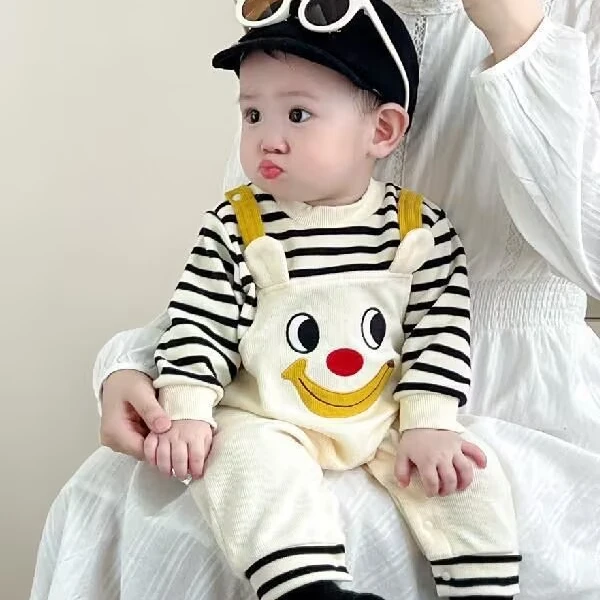 春秋季长袖婴儿连体衣宝宝哈衣新生儿爬服春天婴儿衣服外出服单层