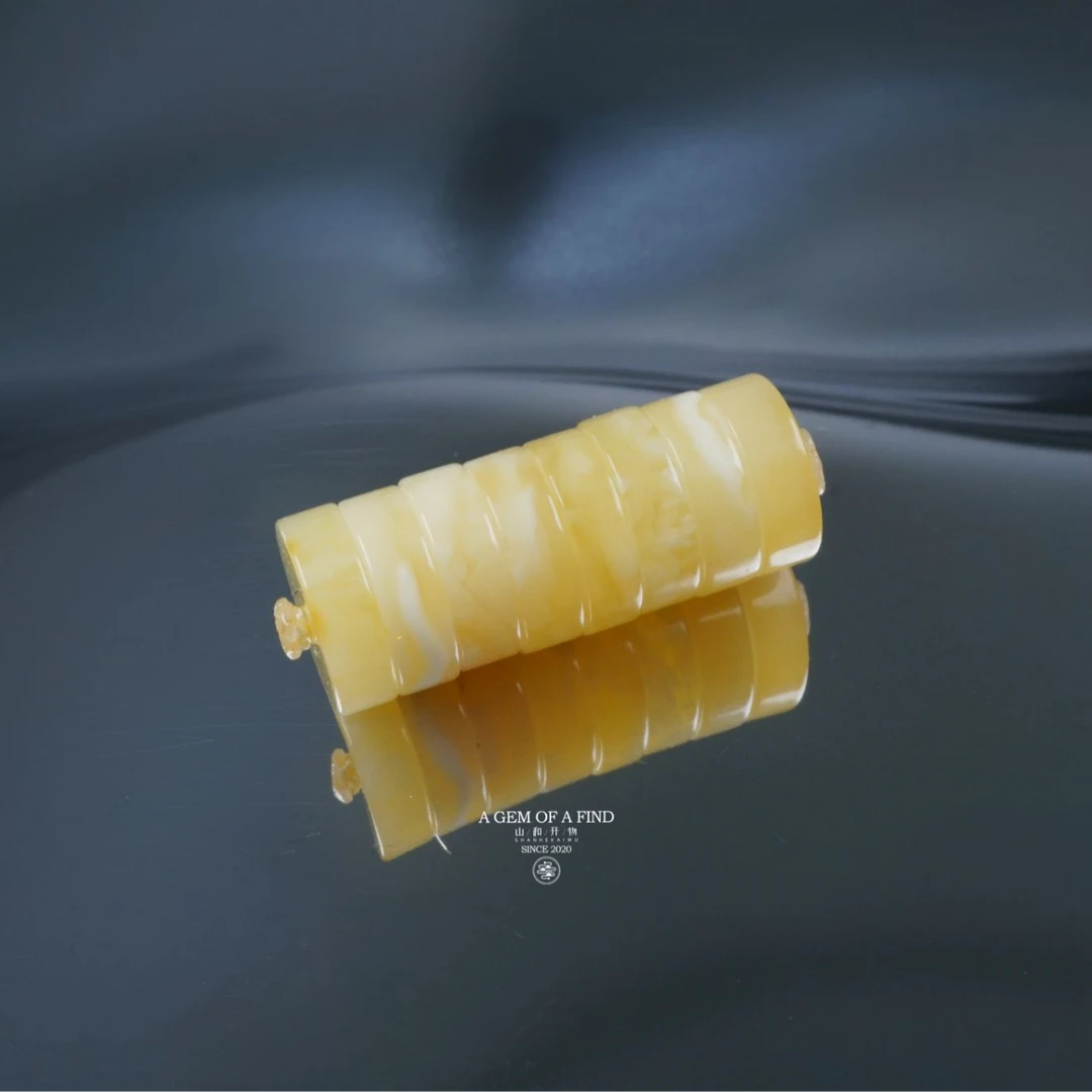 山和开物｜8mm黄白花直切隔片套装文玩配饰 天然琥珀蜜蜡 特惠