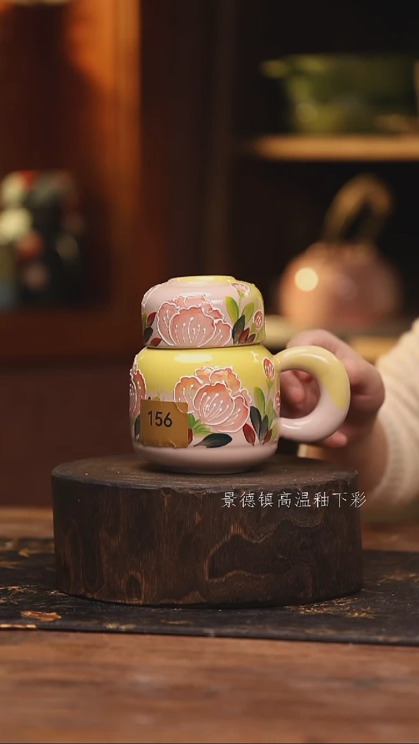 陶瓷 景德镇高温釉下手绘陶瓷@L156@