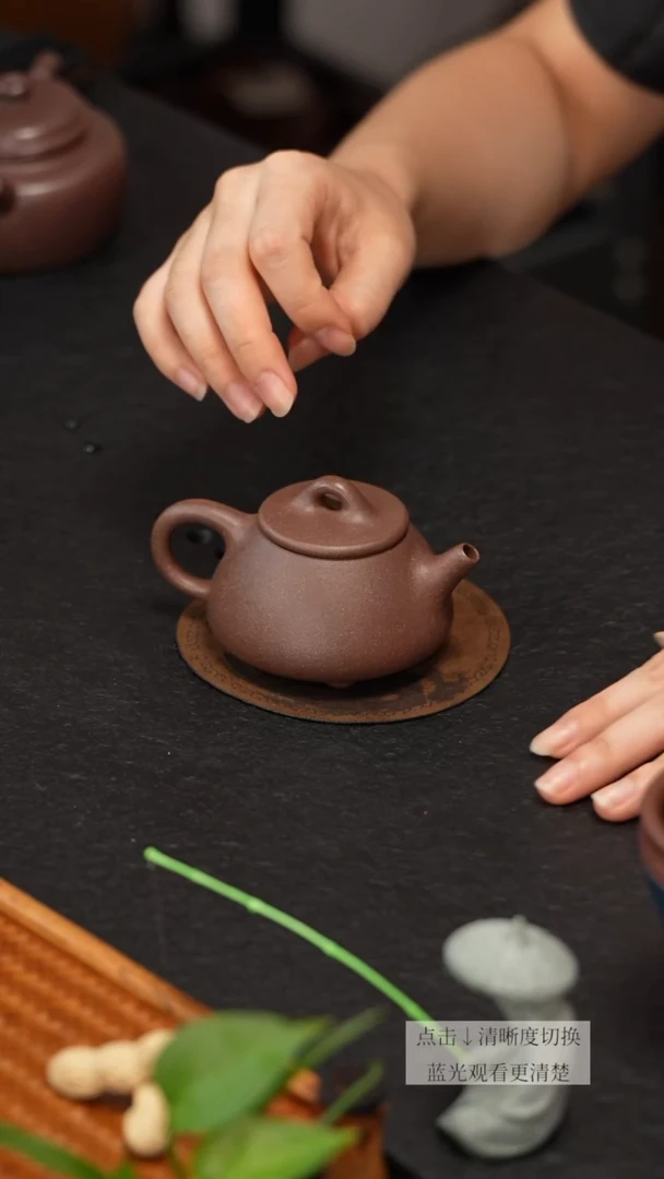 茶杯紫砂紫泥小高瓢壶精工半手