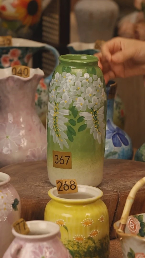 陶瓷景德镇设计师手作花器摆件侘寂风@M367@