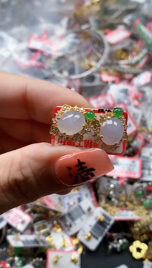 银S925镶嵌戒指翡翠天然A货缅甸翡翠