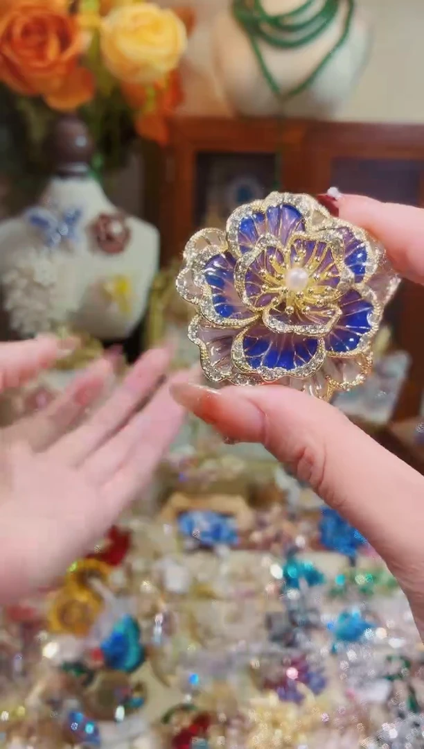 合成立方氧化锆铜合金紫色牡丹花