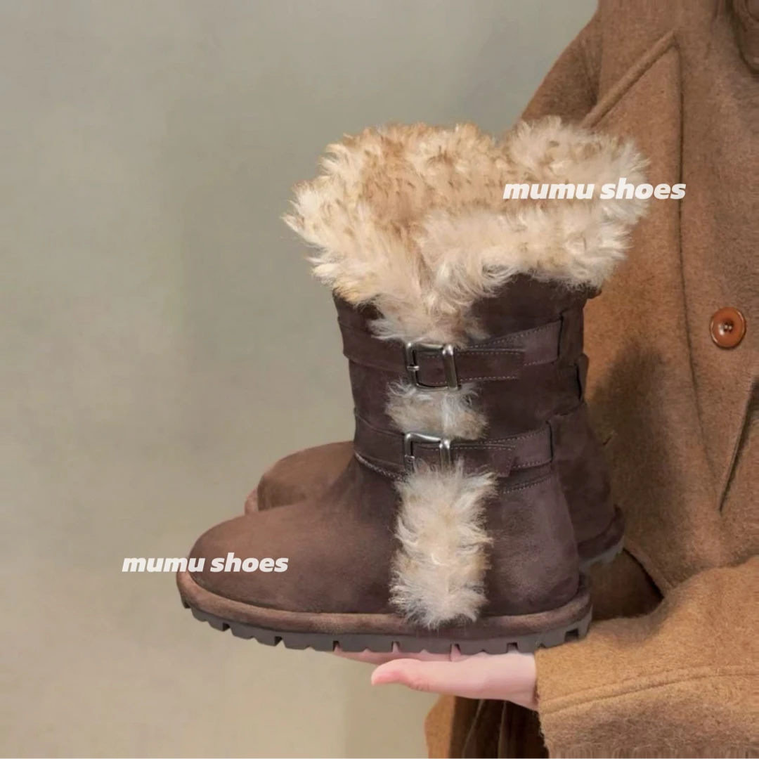 mumu「新年战靴」韩订重工～2025设计师内增高雪地靴两穿保暖毛毛靴