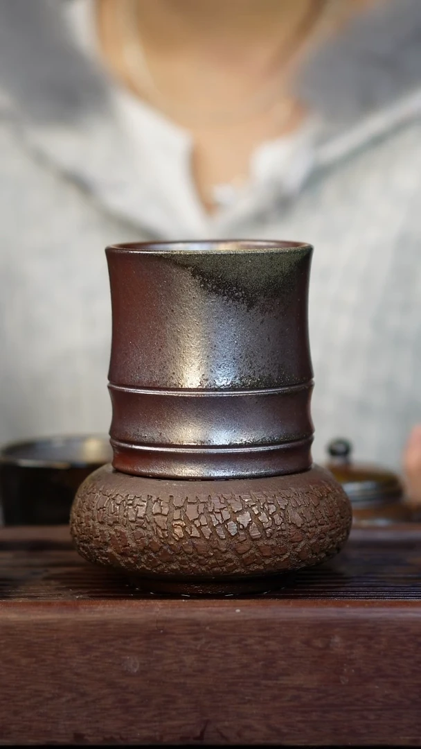 茶壶紫砂瑕疵柴烧紫砂竹节杯
