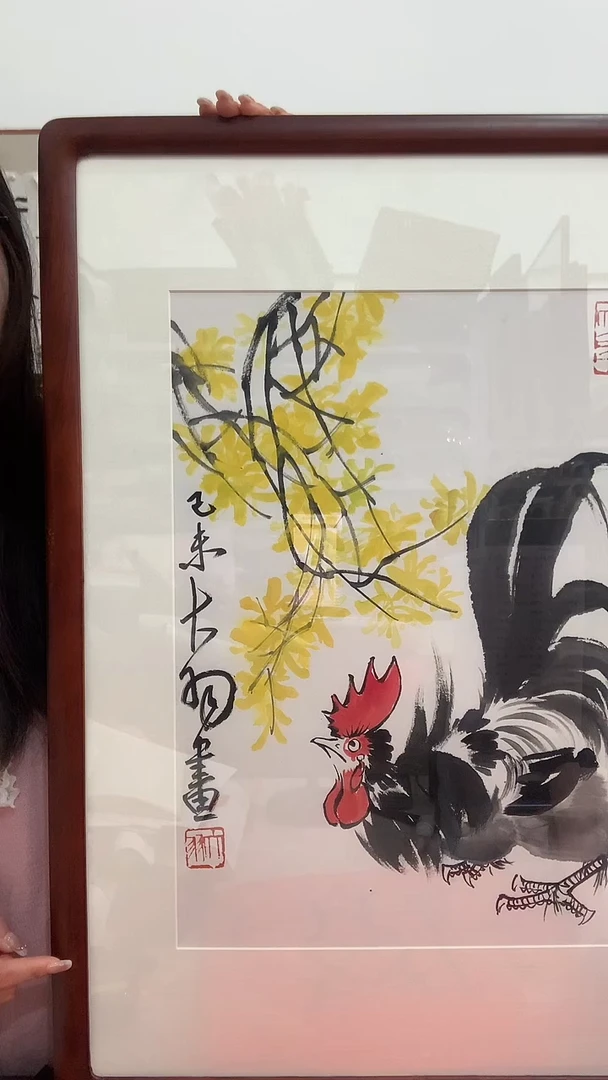 【闪购商品】国画j陈老师国画（公鸡）镜框一件