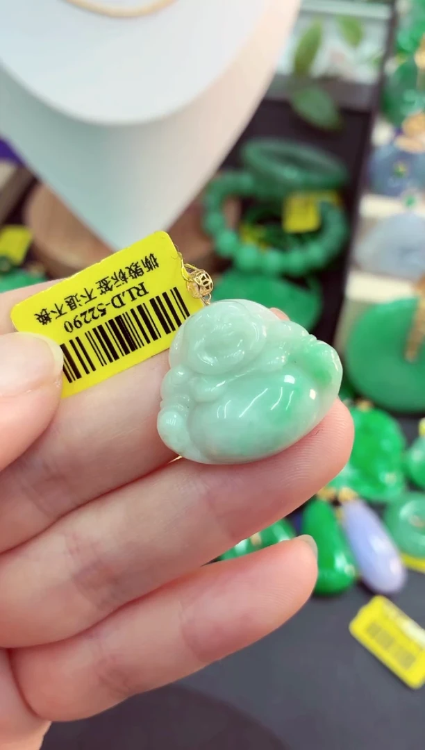 吊坠(不含链)18K金镶嵌翡翠挂件