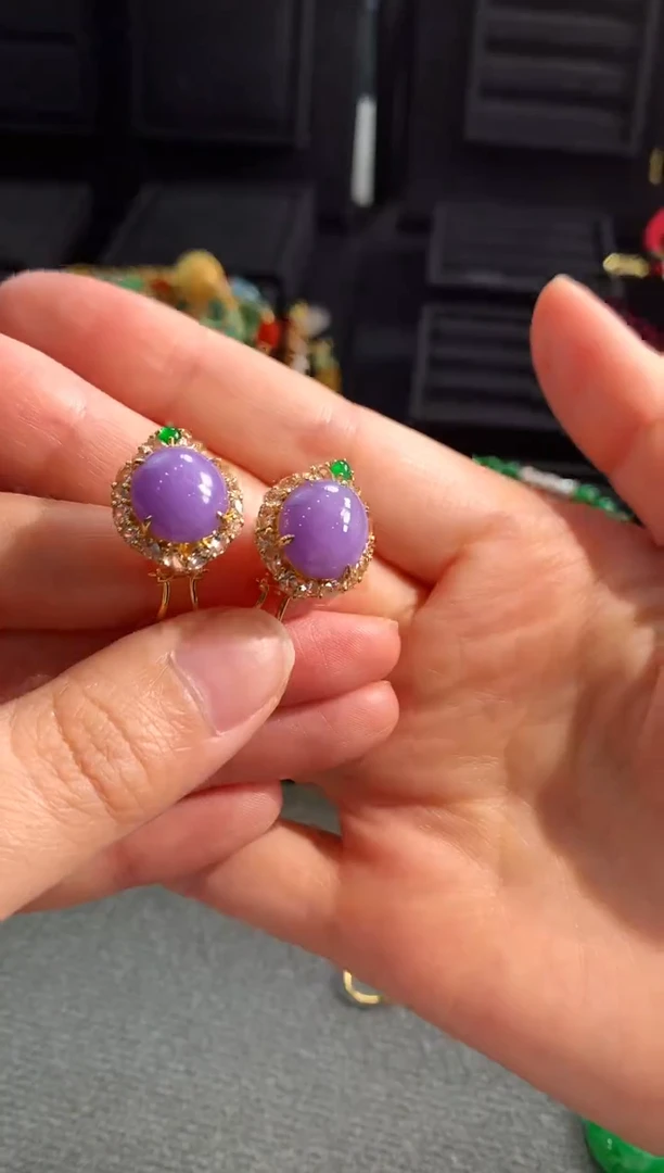 【闪购商品】翡翠耳饰18K金镶嵌耳饰