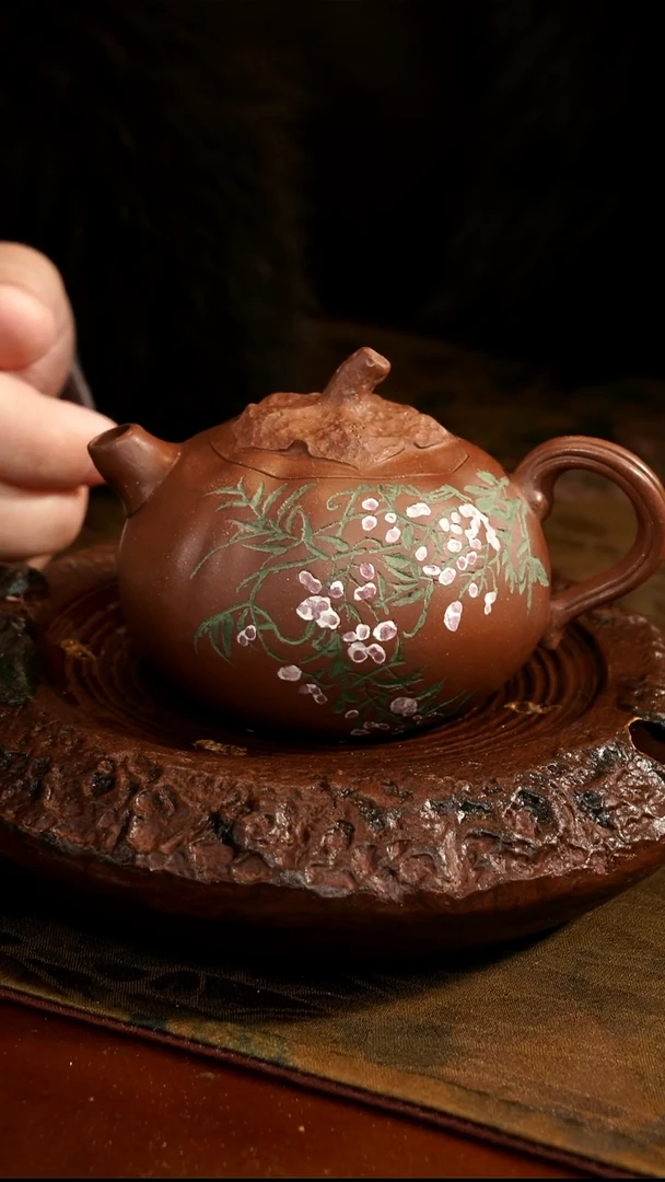 茶壶紫砂紫荆花茄瓜壶