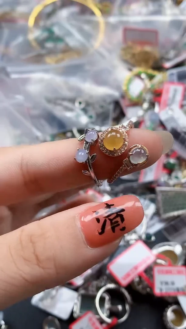 银S925镶嵌戒指翡翠天然A货缅甸翡翠