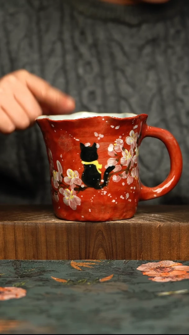 杯釉下彩手工手绘同款陶器