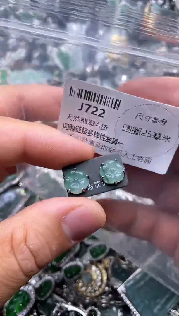 【闪购商品】翡翠颈饰未镶嵌J722耳钉