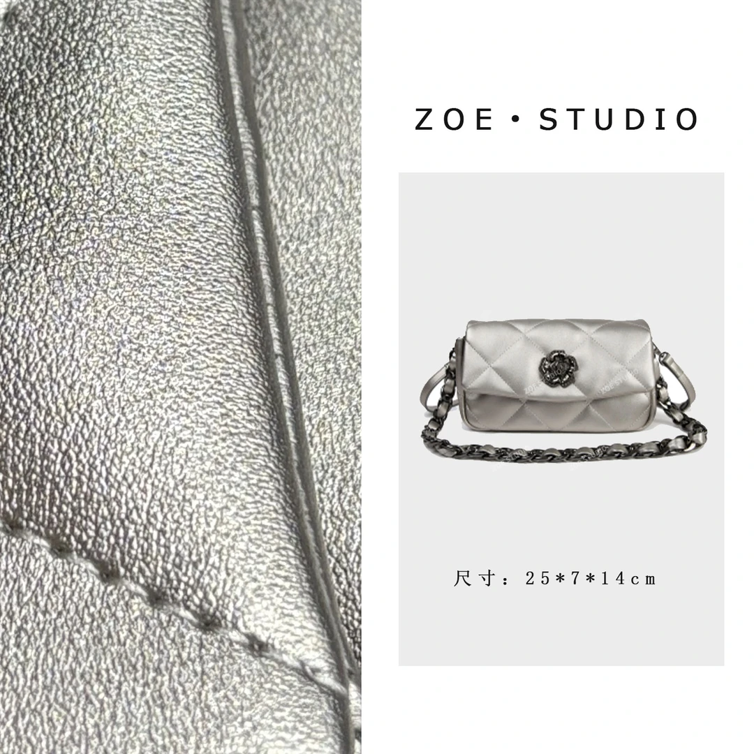 【佐伊甄选】SKL-7630-银灰色轻奢女士时尚百搭单肩腋下真皮斜挎包