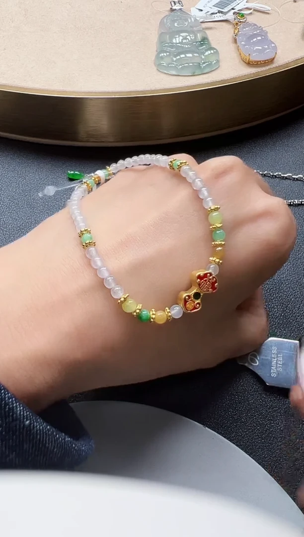 足金镶嵌手链翡翠KDF1018-013