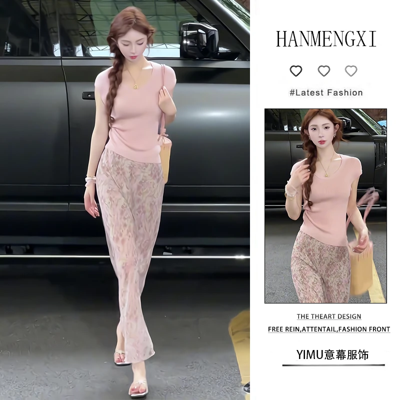 夏季一整套装女2025新款韩版气质简约上衣法式时尚半身裙两件套潮