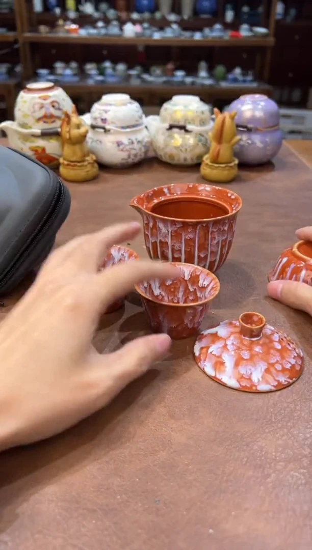 真的很便宜超好看会开片的旅行茶具