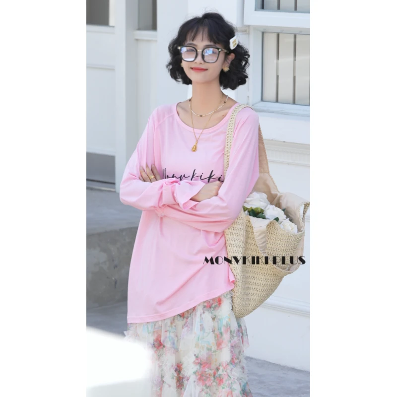 MoNvKiKiPlus5【冰沙】欧若风防晒长袖T恤休闲宽松胖妹大版E609夏季