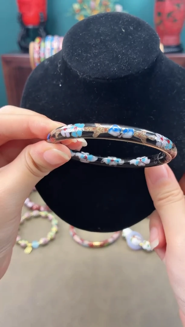 非遗 景泰蓝开口镯 黑色