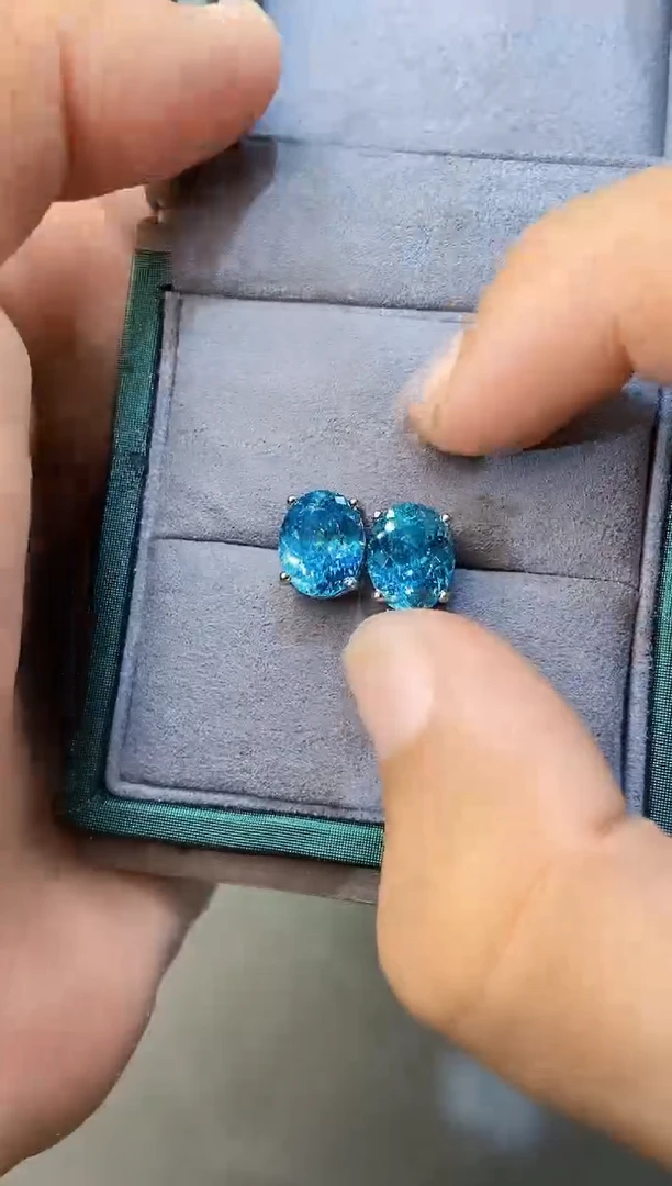 银S925镶嵌耳饰碧玺......