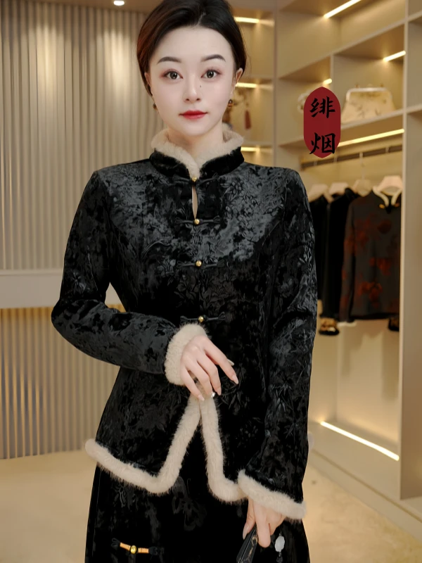 【风吟】2025新款气质复古春秋款中国风显瘦冬季加绒T恤上衣