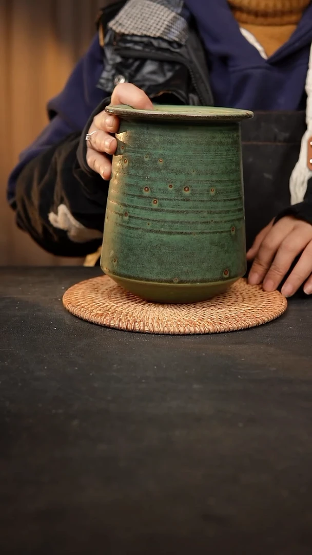 【闪购商品】瓷片泥泥手工花盆口10高17