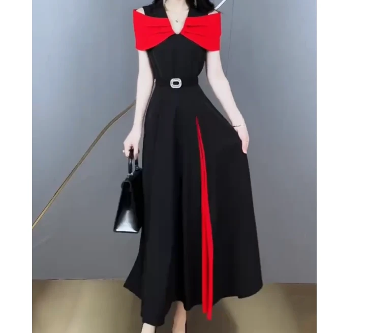 2025春季新款网红同款洋气气质韩版爆款休闲拼接连衣裙女淘