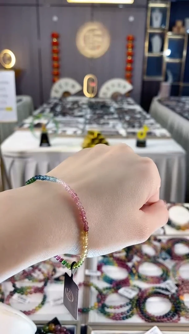 未镶嵌老矿碧玺色标净体单圈手串3mm+碧玺dan多样性发货一条