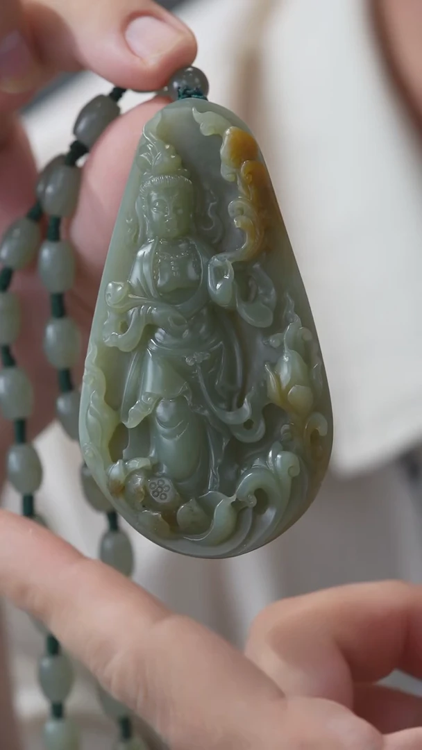 和田玉未镶嵌颈饰大势至观音