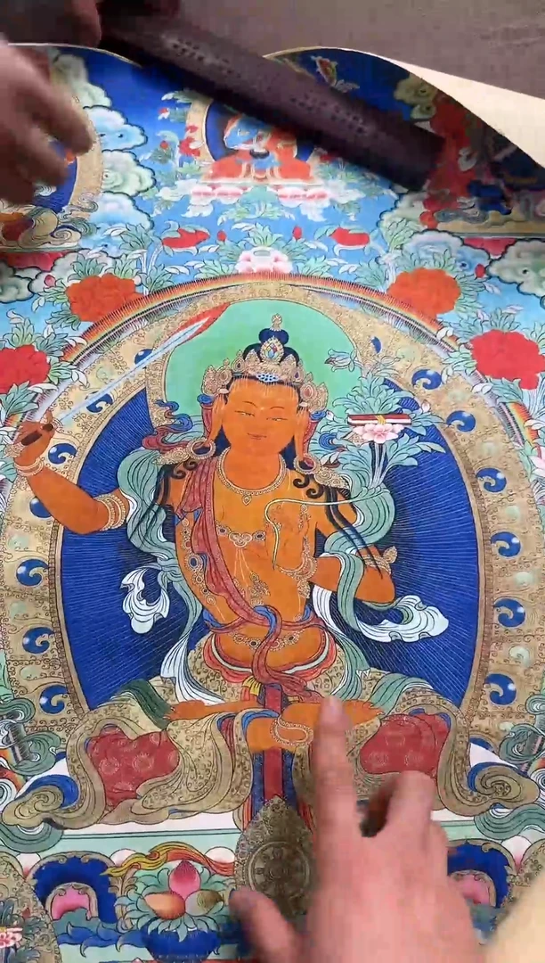 卷轴画【主播精品】高端卷轴画—唐卡AA522五部文殊