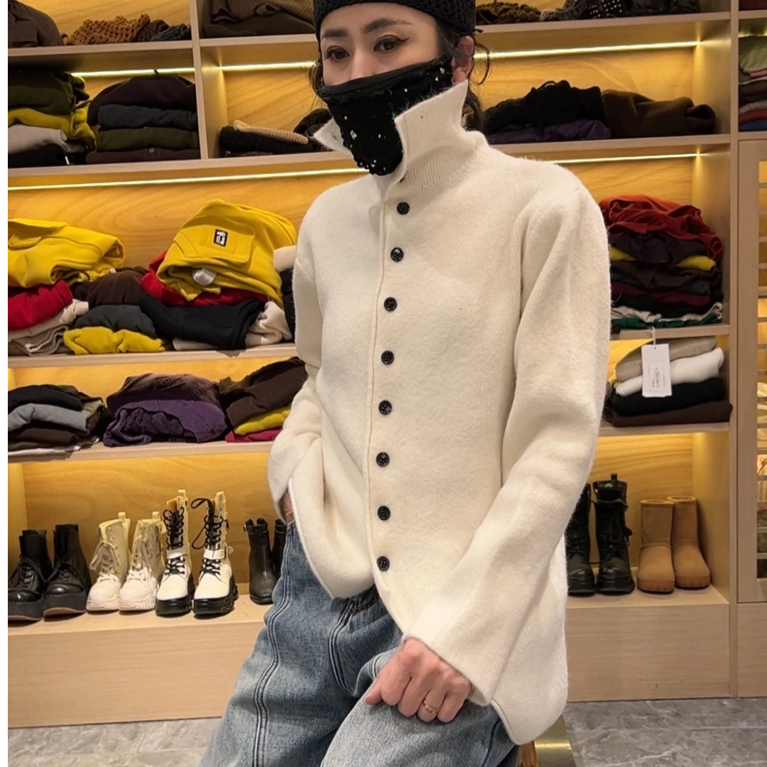 6008冬季新品加厚保暖不规则针织开衫