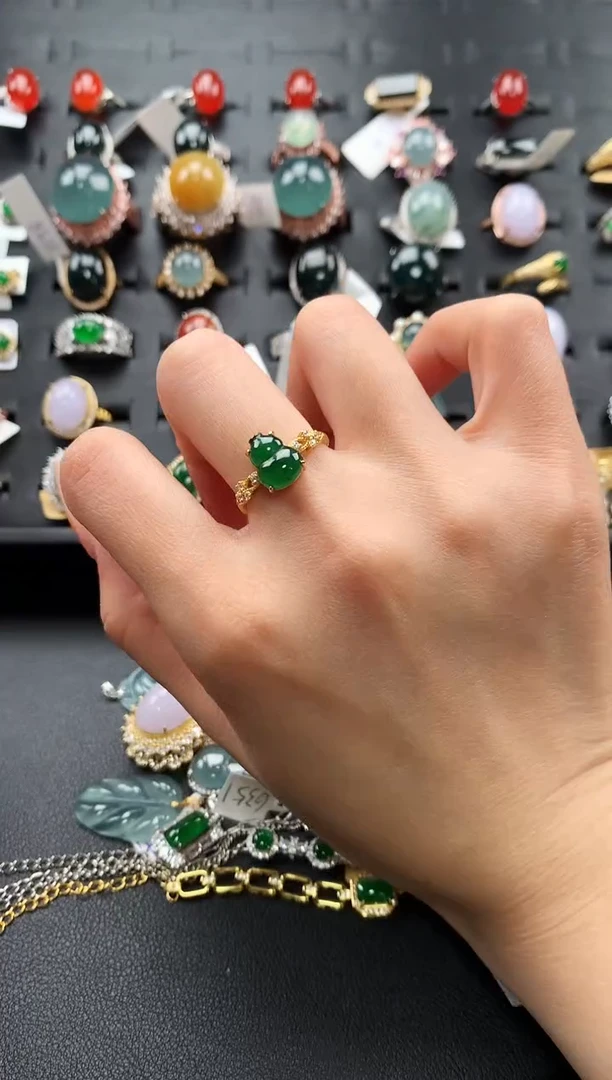 【闪购商品】翡翠戒指银S925镶嵌65858758766587