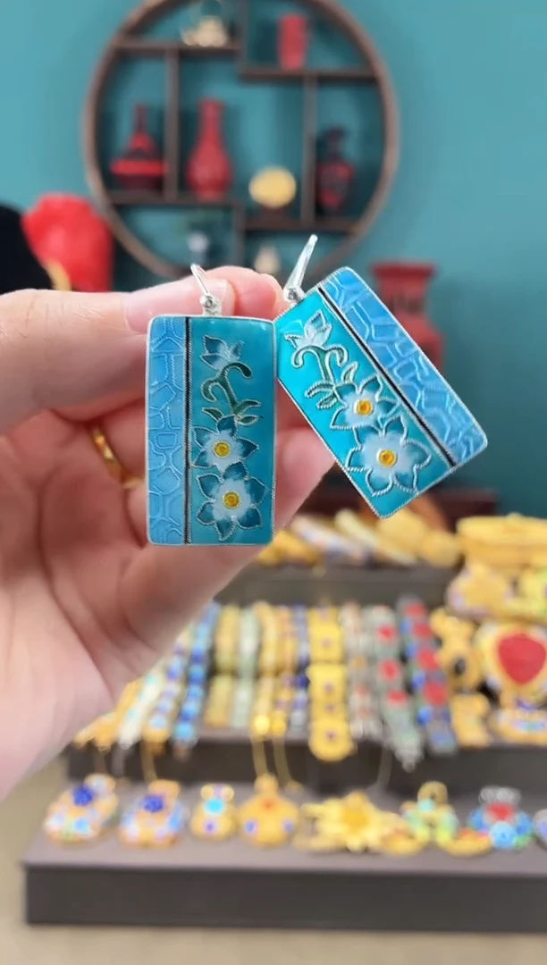 非遗手工烧蓝精品耳环