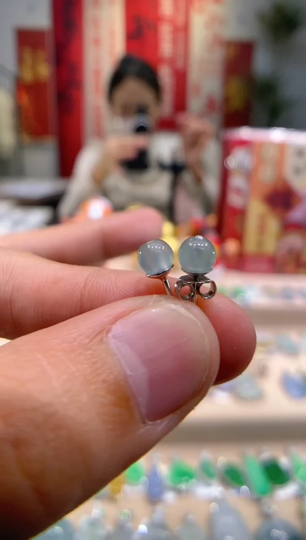 【闪购商品】翡翠吊坠(不含链)银S925镶嵌珠珠耳钉